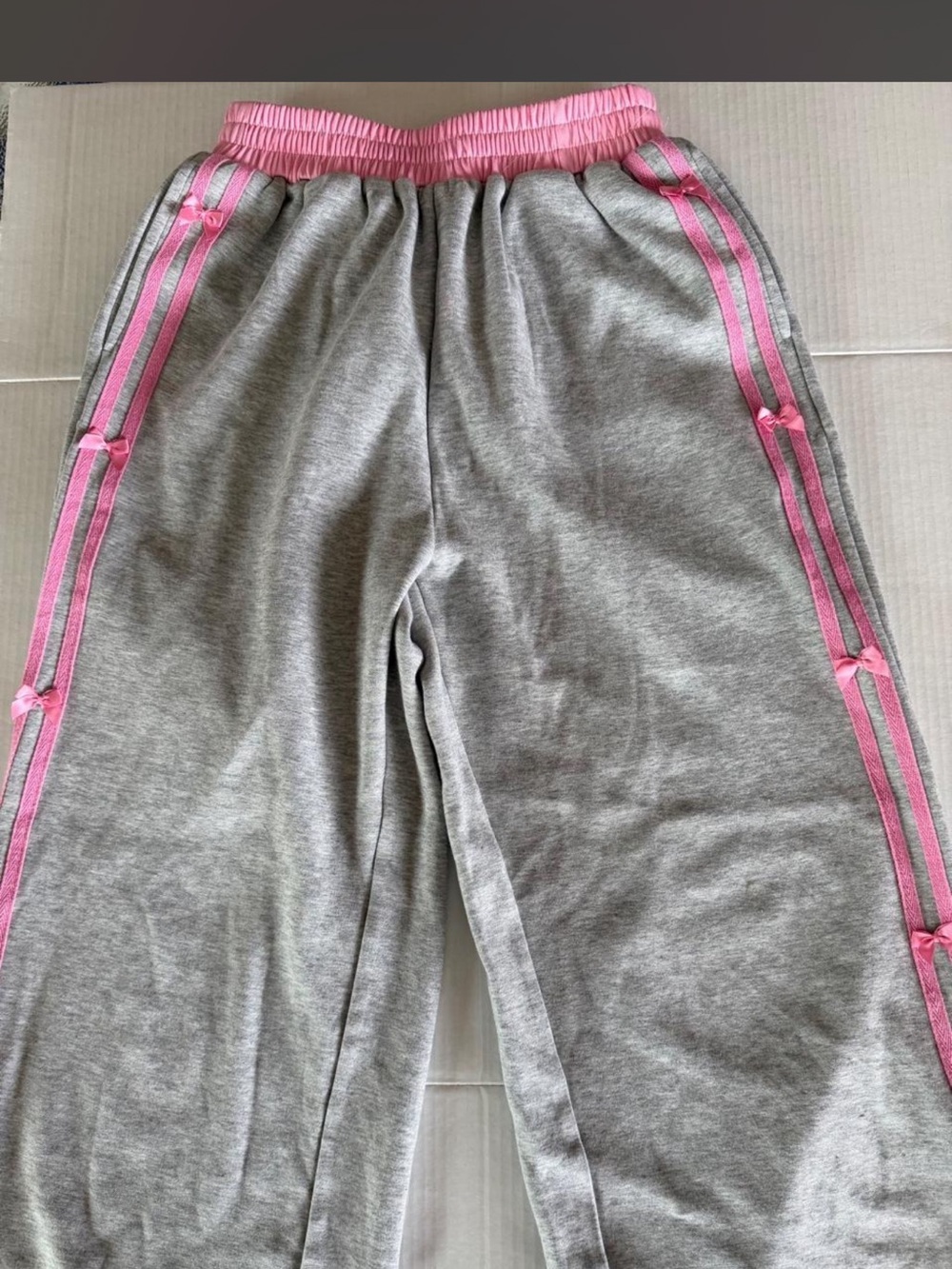 Aelfric Eden Gray Track Joggers with Pink Trim